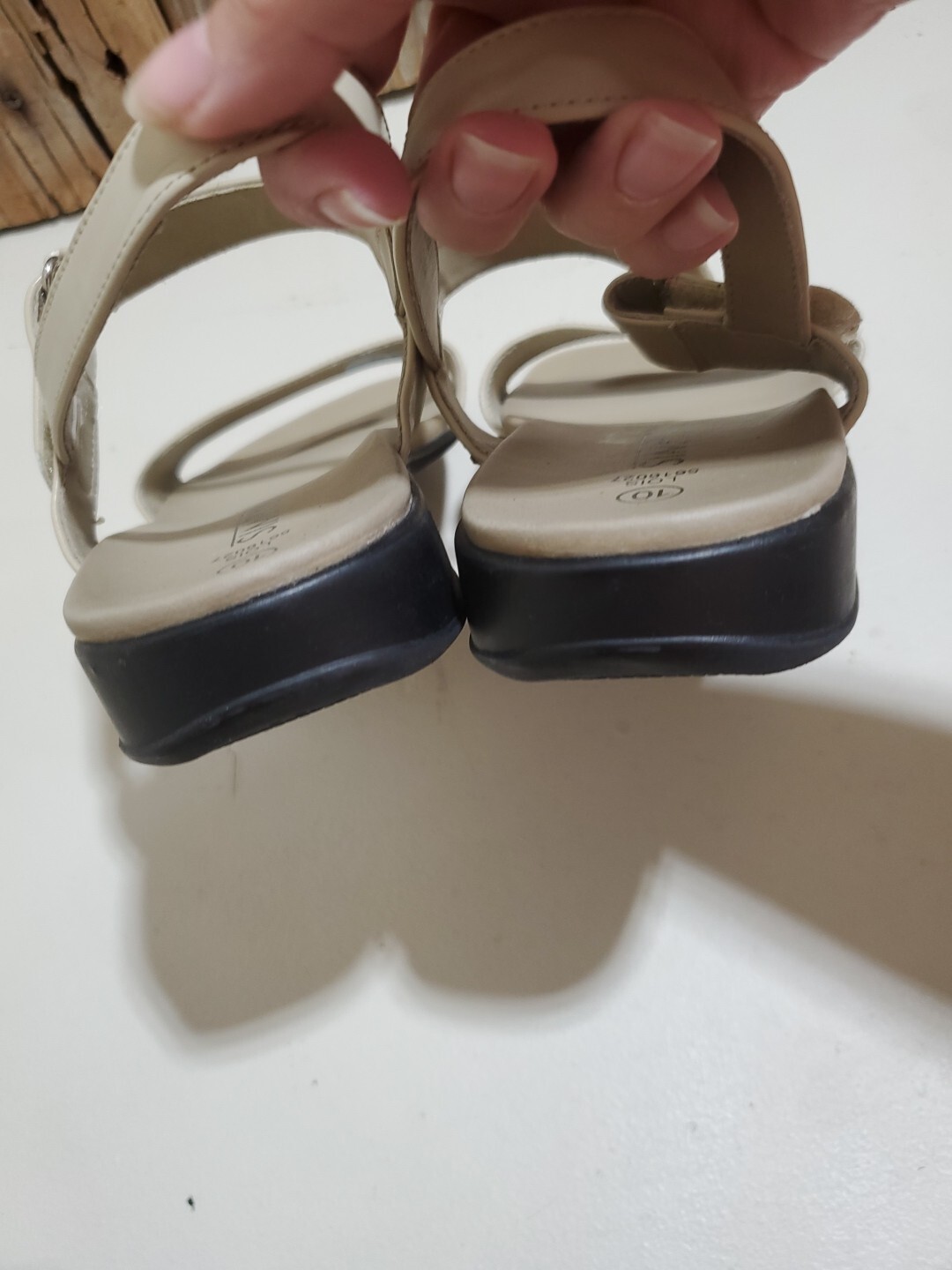 Simply Basic Size 10 Flat Sandals gray  color Veg… - image 7