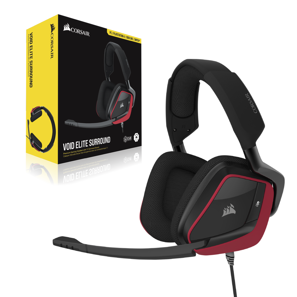 Voorafgaan Gluren Aanhankelijk NEW Corsair VOID ELITE SURROUND Premium Gaming Headset Cherry 7.1 Surround  Sound | eBay