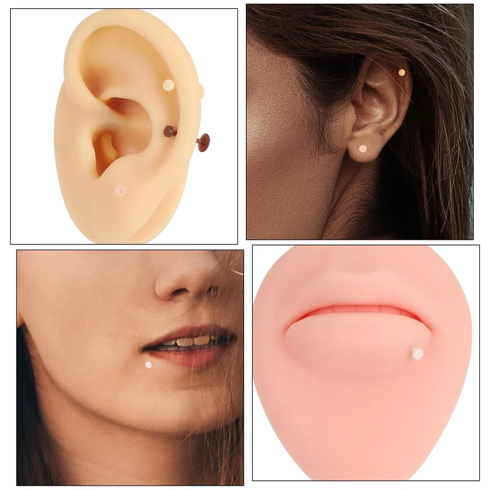 Pernos labiales de silicona 20 piezas 16G empujar tapa plana Labret anillo retenedores pendiente piercing Foto 2 de 4