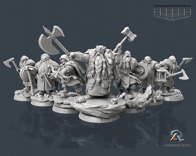 Die Zwerge von Anheron Miniatur Dwarf Kingdom Set für D&D 5e Pathfinder in 32mm