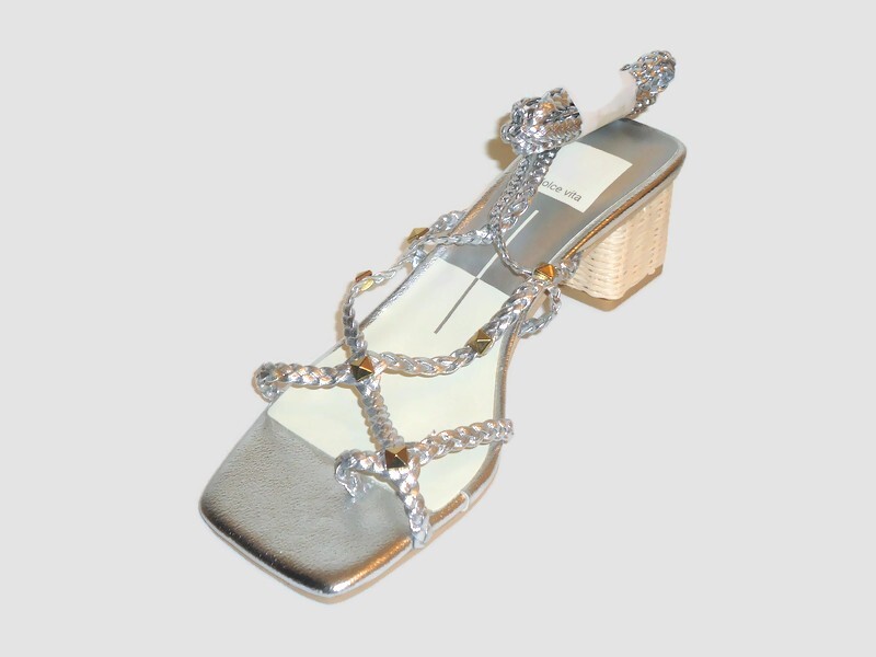 APL Sandali nuovi Dolce Vita in pelle argento con tanga taglia 6