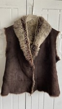 John Lewis Bnwt Sheepskin Reversable Gilet Brown, Size L , Rrp 349.00