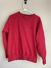 POLO RALPH LAUREN MEN SZ L RED EMBROIDERED PONY CREWNECK SWEATSHIRT