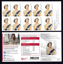 2022 QUEEN ELIZABETH II PLATINUM JUBILEE $1.10 BOOKLET DECIMAL STAMPS FRESH MUH