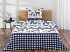 Biancheria da letto in pile microfibra 2 pezzi 135x200 cm Natale bianco/blu MERADISO® 