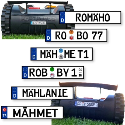 Wunsch Kennzeichen Nummernschild Aufkleber Mähroboter Saugroboter Wischroboter