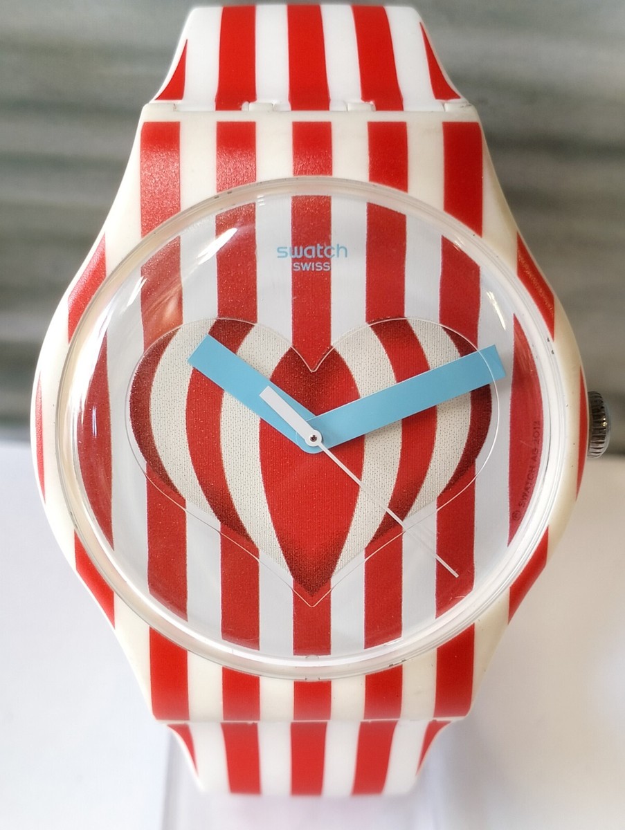 SWATCH QUARTZ HEARTS RED & WHITE DIAL SWISS UNISEX FULL WORKING