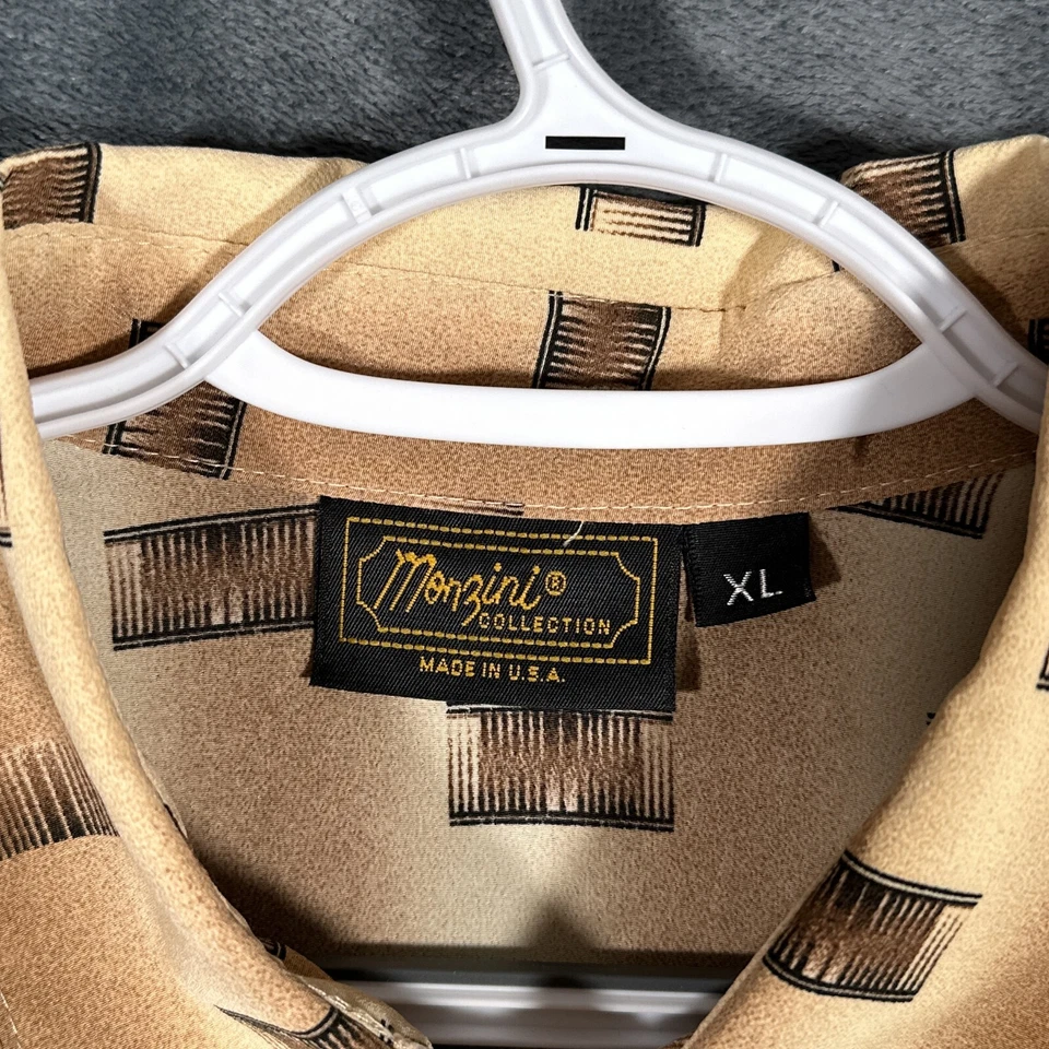 Camisa Colección Monzini De Colección Para Hombre XL 70s Rayas Art Deco Abstracto Geométrico Foto 3 de 4