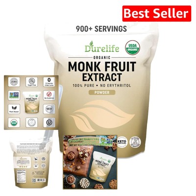 Zero Calorie Organic Monk Fruit Sweetener - Ideal for Healthy Lifestyles, 10 OZ
