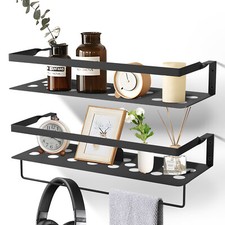 2X Floating Shelves Wall Mounted Iron Wall Storage Shelves Set For Home Office