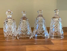VTG Waterford Crystal Glass Christmas Dinner Bells SET OF 4 Etched 88 89 90 91