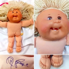 MATTELS FIRST EDITION CABBAGE PATCH KIDS 1983 CK19 TOOTHY BLONDE YARN HAIR DOLL