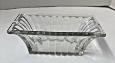 Clear Ribbed Glass Rectangular Relish Dish Planter 7.75 x 4 inches Vintage