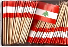 Box of 100 Lebanon Toothpick Flags, 100 Small Mini Lebanese Flag Cupcake Picks
