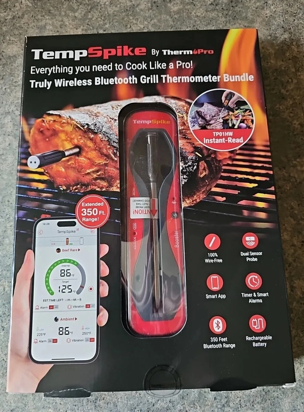Temp Spike by ThermoPro Truly Wireless Bluetooth Grill Thermometer Bundle