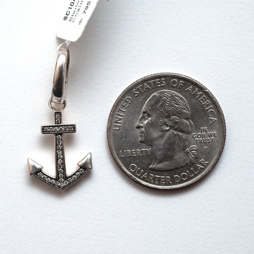 IPPOLITA New Sterling Silver Anchor Charm Enhancer Pendant with Diamonds