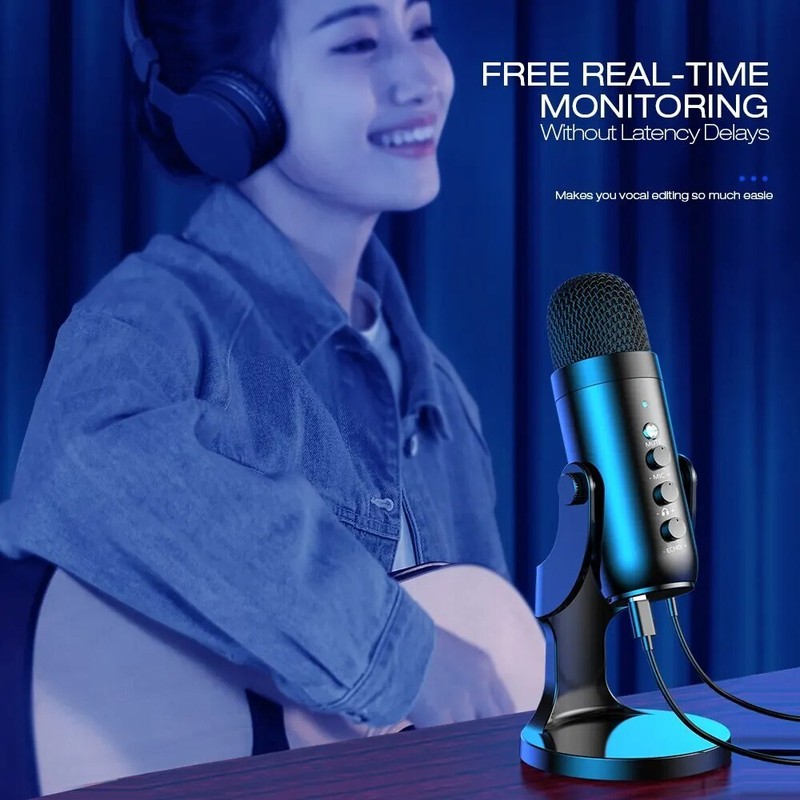 Podcast Microphone Studio Professional Condenser Sound  For  PC Laptop MSN Skype