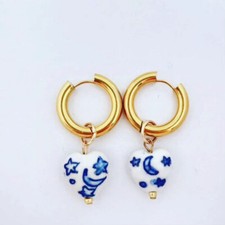 Aretes Corazon luna Estrella Handmade Earrings