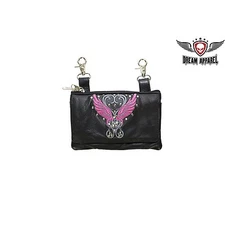 Studded Leather Belt Bag with Pink Wings EBL8-PINK