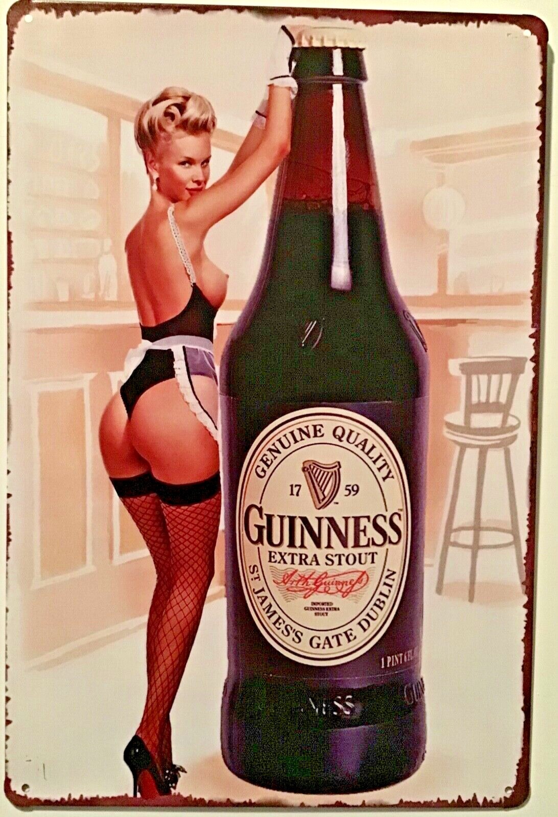 TIN SIGN 8x12 Guinness English UK beer sexy blonde girl bar pub alcohol Br10c