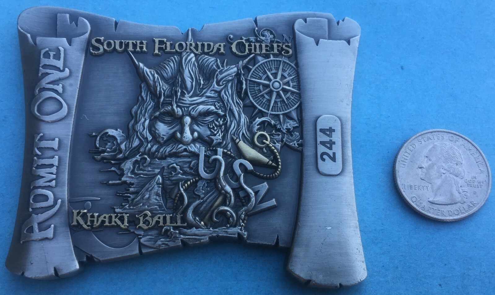 US NAVY CHALLENGE COIN SOUTH FLORIDA CHIEFS MESS CPO / KHAKI BALL 2018