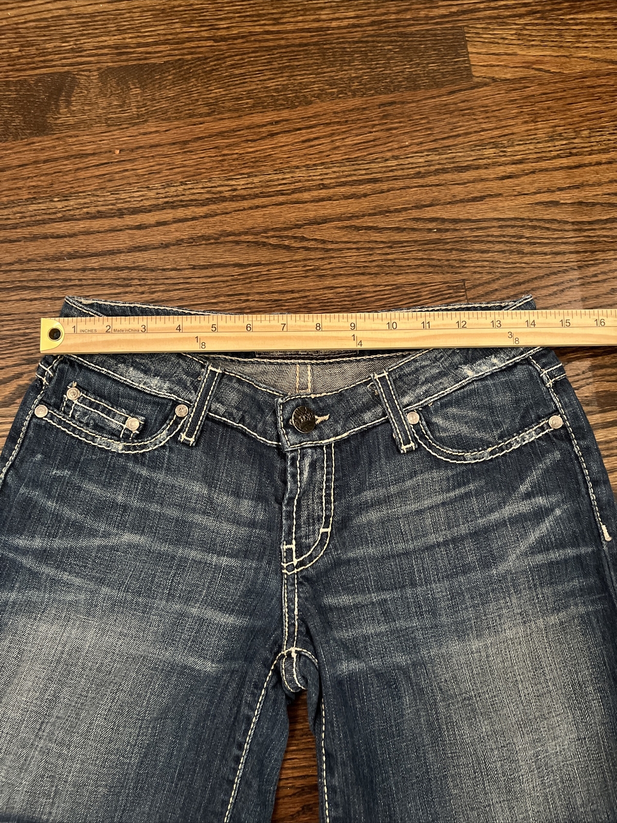 BKE STELLA BERMUDA SHORTS Size 27 Denim THICK STITCH  Dark Wash - View 4