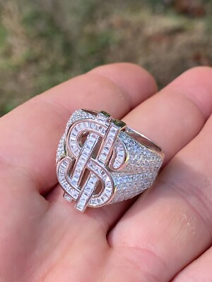Buy Real Solid 925 Sterling Silver Men's Hip Hop Dollar Sign