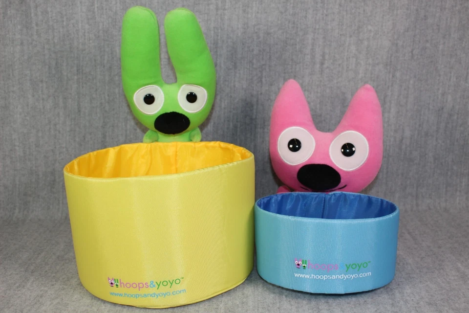 HALLMARK Hoops & Yoyo Plush Storage Basket Set Rare Set Colourful Vintage 2000s - Bild 2 von 4