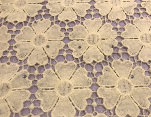 Butter Cutout Corded Bridal Lace Fabric 48” Width Sold By The Yard - Picture 5 of 6