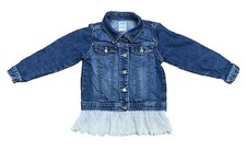 Old Navy Toddler Girls Jean Jacket 5T Blue Denim Cotton With Lace Trim Snaps