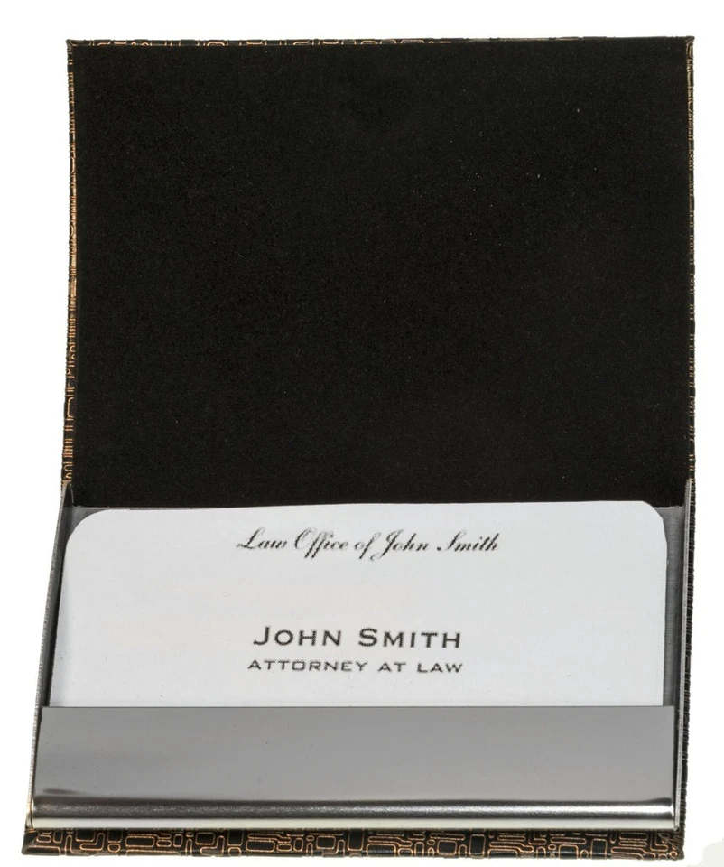 Tarjetero Bolsillo Metal Identificación Cuero Acero Inoxidable Estuche Tarjeta de Crédito Foto 2 de 2