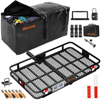 Mockins 60''x36''x6'' Tow Hitch Cargo Carrier with 35 Cu.Ft. Cargo Bag, License Pla