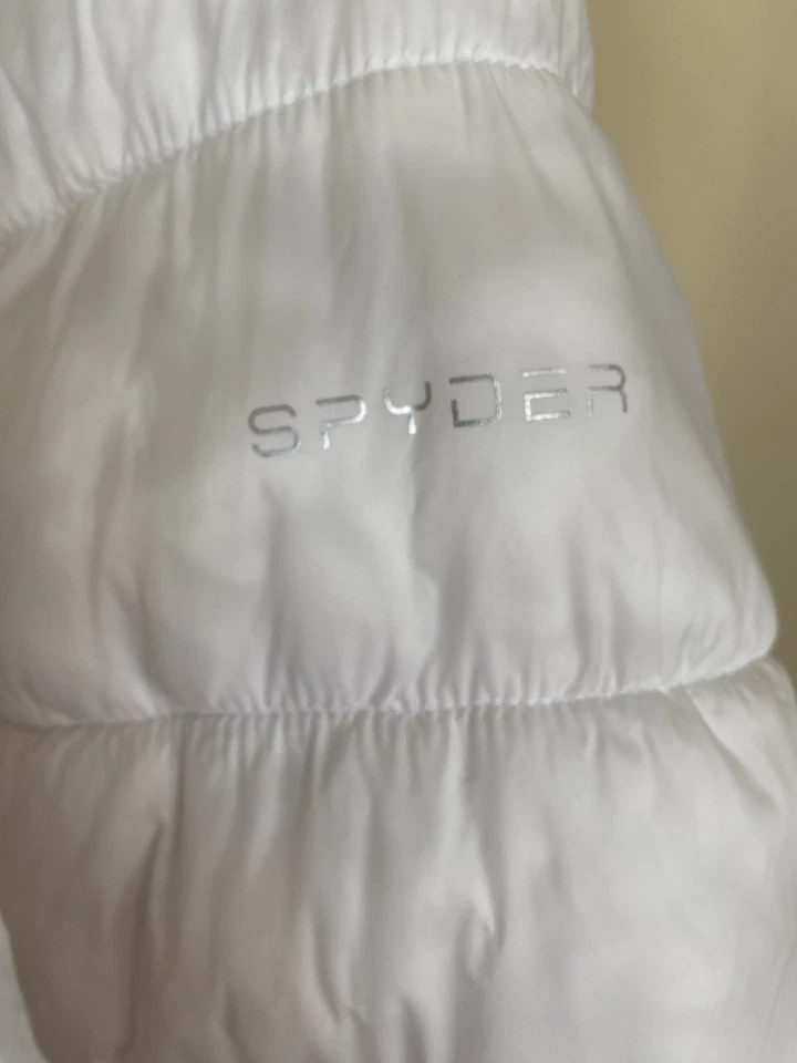 Spyder Boundless длинный пуховик куртка белый M водостойкий стеганый капюшон молнии - Изображение 4 из 4