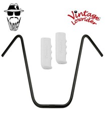 Original Lowrider 22" 22.2 Ape Handlebar Black Custom W/Logo 120mm Grips White