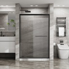 Goodyo Double Sliding Glass Shower Door 48 in. W x 72 in. H Aluminum Framed Sh