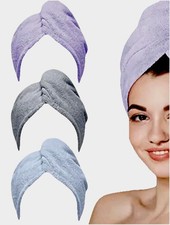 Hicober Microfiber Towel, 3 Packs Hair Turbans for Wet Hair, Drying Hair Wrap.