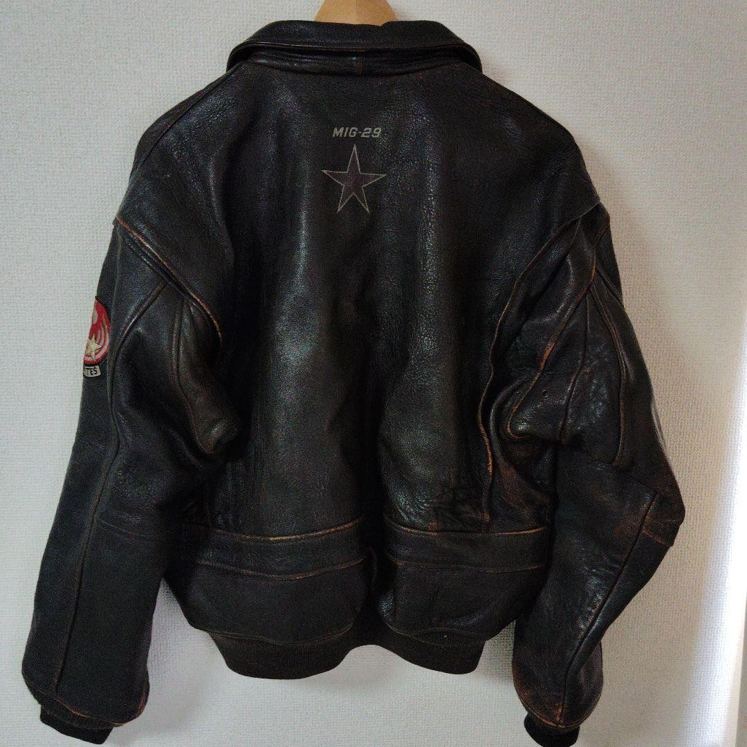Vintage Avirex G-1 Flight Leather Jacket MiG-29 Design Outer Mens Size S image 4
