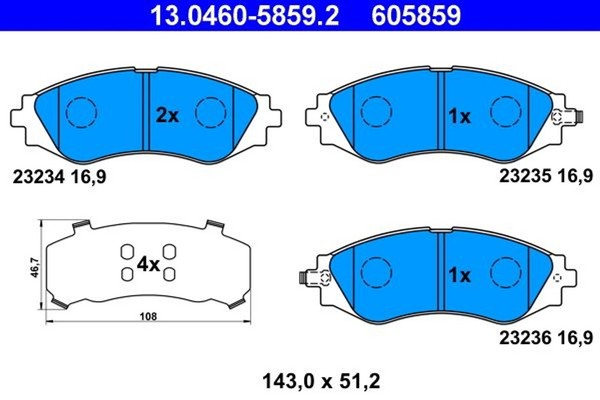 Ate BremsbelÄGe Bremsbelagsatz Vorne Daewoo Nubira Rezzo Chevrolet Nubira Rezzo-image