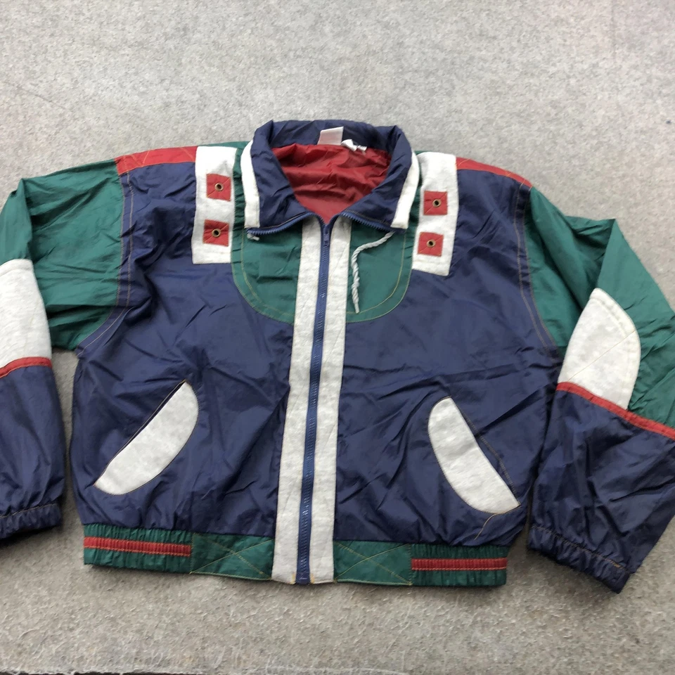 Vintage Athletic Works Jacket Women XL Windbreaker Colorblock 90s Retro Pullover - Image 2 of 4