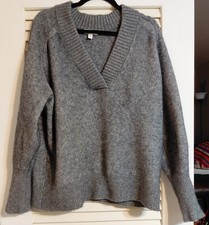 Nordstrom Size XL Gray Balloon Sleeve V-Neck ...