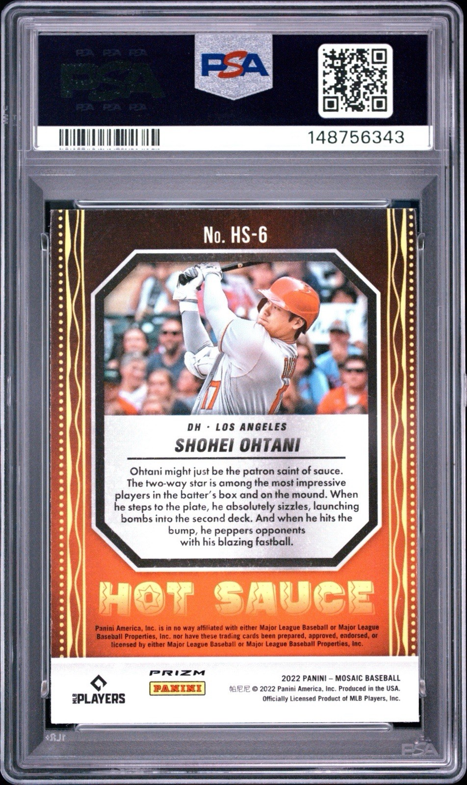 2022 Panini Mosaic Hot Sauce Green Mosaic #HS6 Shohei Ohtani PSA 10!! RARE 10!! view 3