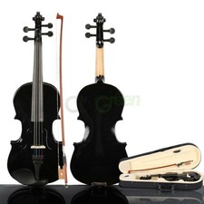 New Basswood 3/4 Size Black Acoustic Violin Fiddle for 9-11 Years Old Kids