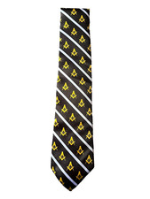 Black Master Mason Square Compass Stiped Necktie Freemason Fraternity Tie NEW 