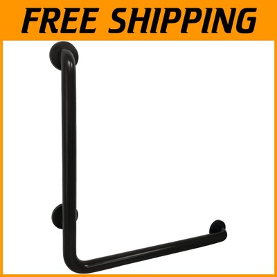 Elegant 24'' Matte Black L-Shaped Grab Bar - Sturdy Stainless Steel Support