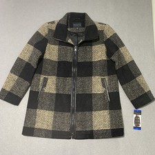 Pendleton Women's Wool Blend Walker Coat Tan Black Women s Size L / Large NWT