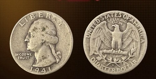 1941-D Washington Quarter Silver 25C Circulated US Coin Denver Mint