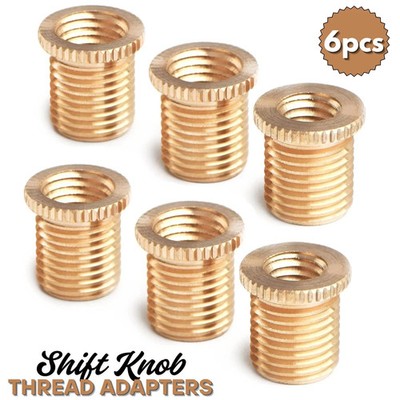 6Pcs Gear Shift Knob Thread Adapter Nut Insert Kit M10x1.25, M10x1.5, M8x1.25
