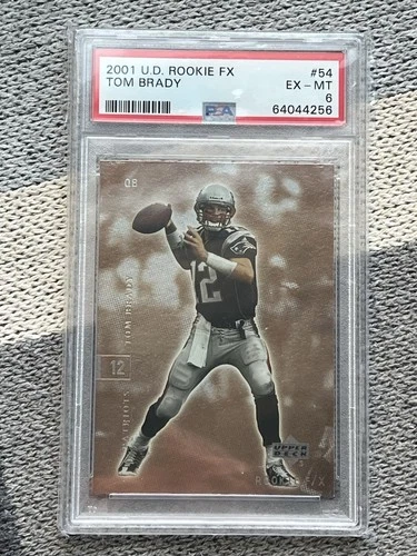 2001 Upper Deck Rookie FX NFL Football Card, Tom Brady, PSA 6 Ex-Near Mint