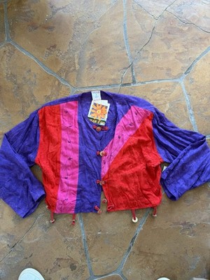 Super Rare 80s Wear To Go Color Block Jacket With Beads + Gold Disc Details - L