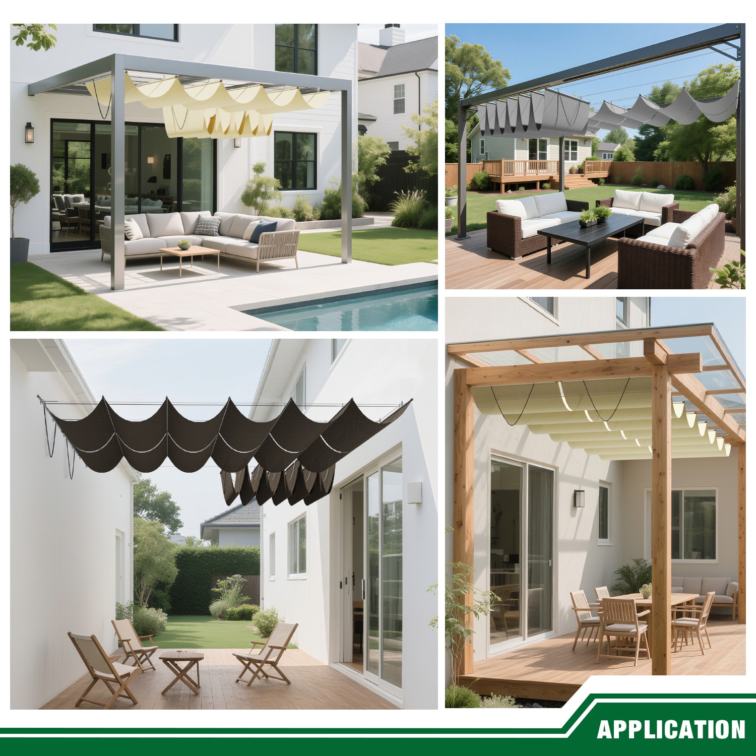 Goleray 7FT Retractable Canopy Cover with/ Steel Wire  for Pergola Gazebo Patio